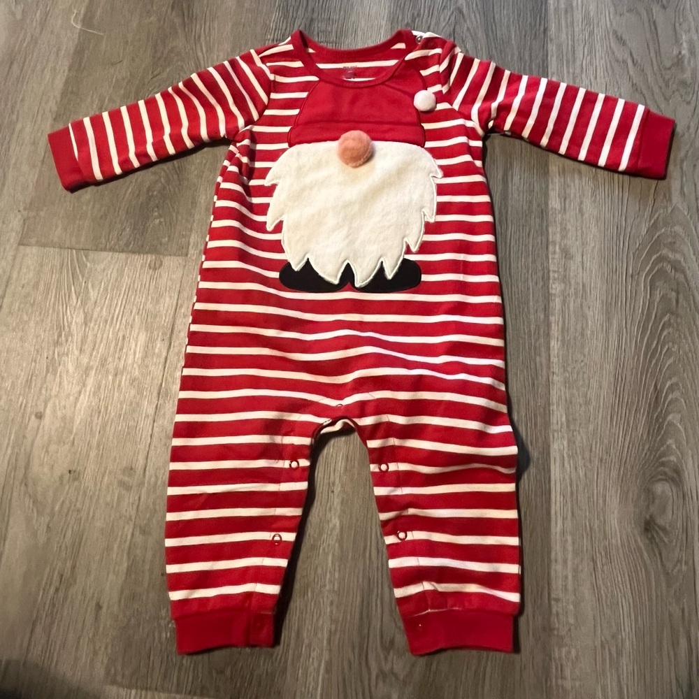 Holiday Time Santa Gnome Romper, 12M, Red & White, Long‎ Sleeve